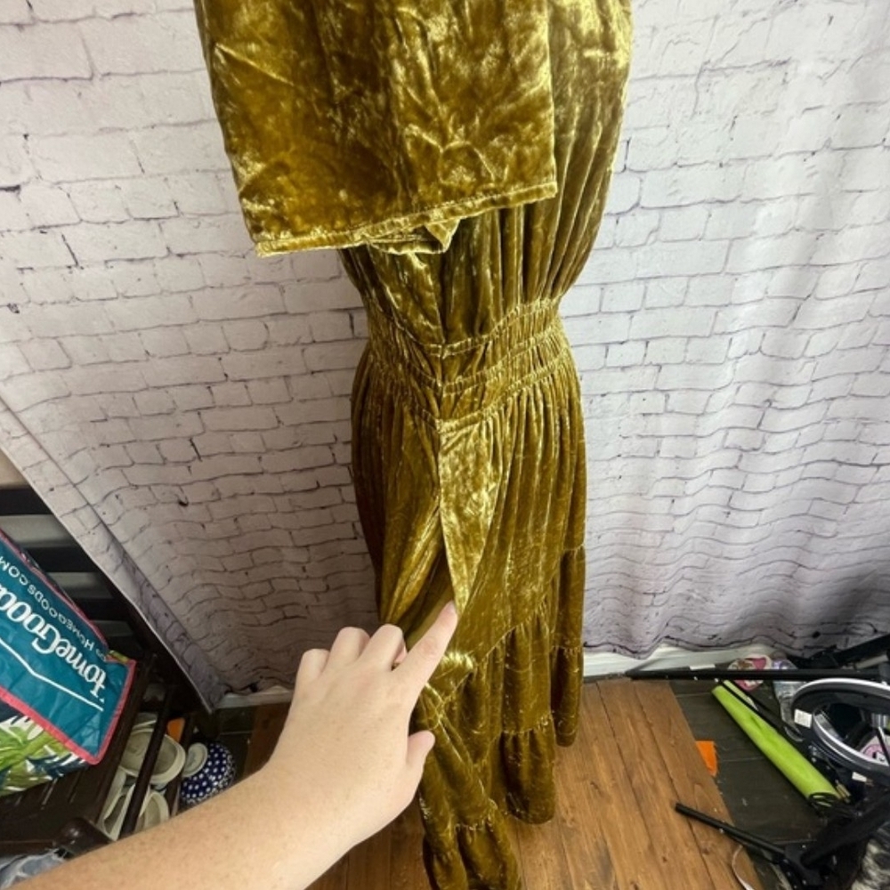 Anthropologie Gold Velvet High Low Dress - Picture 7 of 7